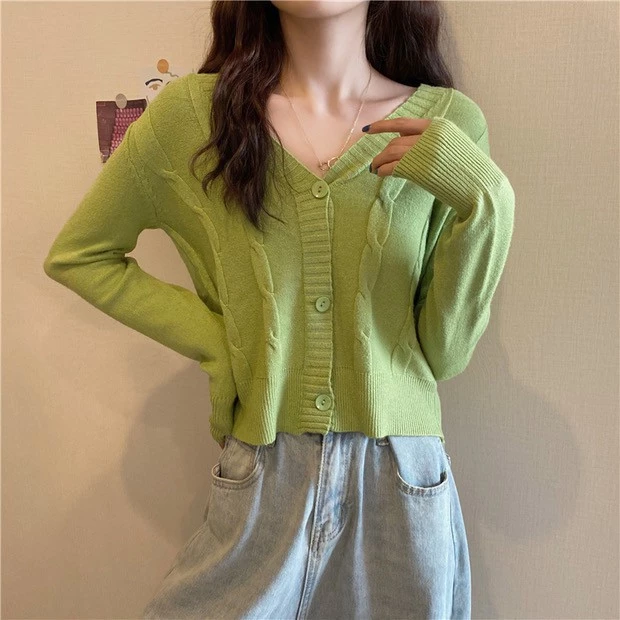 Cicishop C448 เสื้อคาดิแกนแขนยาวลายูน thumbnail 4