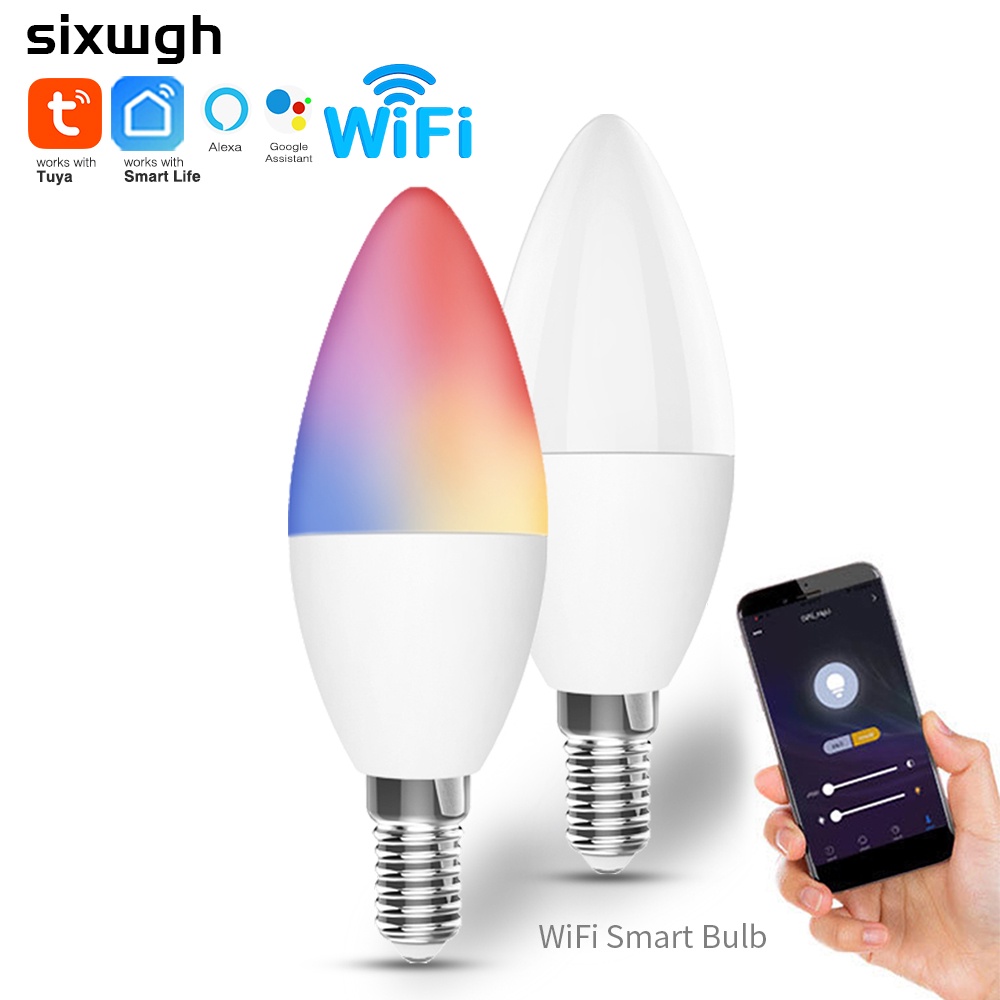 5W E14 หลอดไฟ LED Tuya wifi หลอดไฟอัจฉริยะ 5W E14 แสงสีขาว+หลอดไฟ RGB Smart life APP ควบคุม การควบคุ