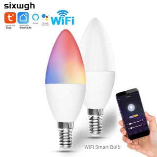 5W E14 หลอดไฟ LED Tuya wifi หลอดไฟอัจฉริยะ 5W E14 แสงสีขาว+หลอดไฟ RGB Smart life APP ควบคุม การควบคุมคำสั่งเสียง Alexa/Google home