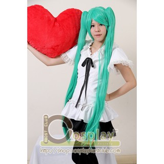 วิกผมทวินเทล มิคุสีเขียวน้ำทะเล Wig miku Cosplay Vocaloid 120CM