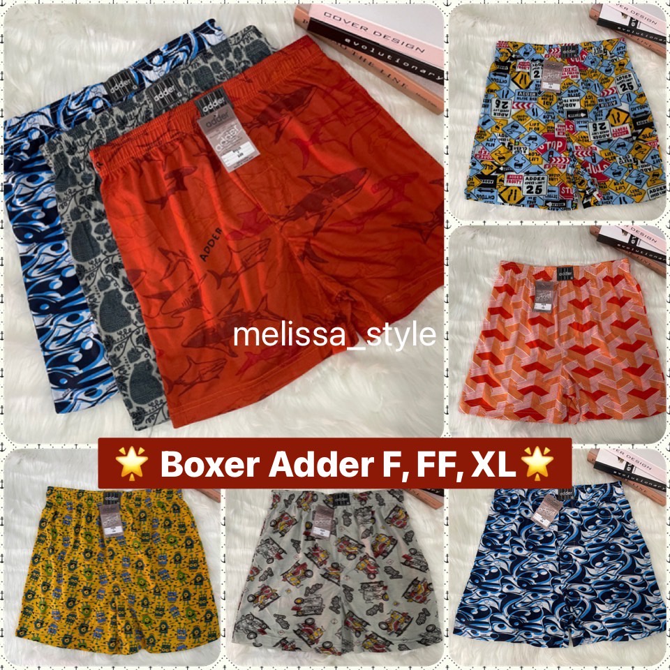 New กางเกงบ็อกเซอร์ Boxer ยี่ห้อ ADDER ผ้าคัตตอน 100% นุ่มสบาย ทรงสวย ไซส์ F, FF, XL