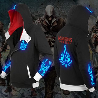 🤴เสื้อแจ็คเก็ตแบบมีฮู้ดซิปเฉียง ASSASSIN CREED REVELATIONII (เรืองแสง)⚔