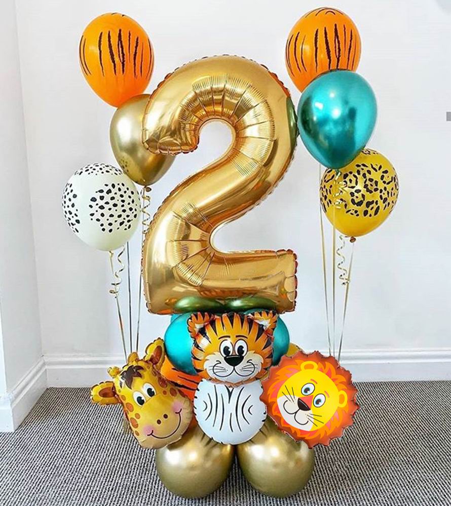 18ชิ้นป่าซาฟารีสัตว์บอลลูนทองจํานวนบอลลูนสัตว์ป่าสัตว์ป่าป่าธีมตกแต่งงานเลี้ยงวันเกิดเด็กเด็กฝักบัว