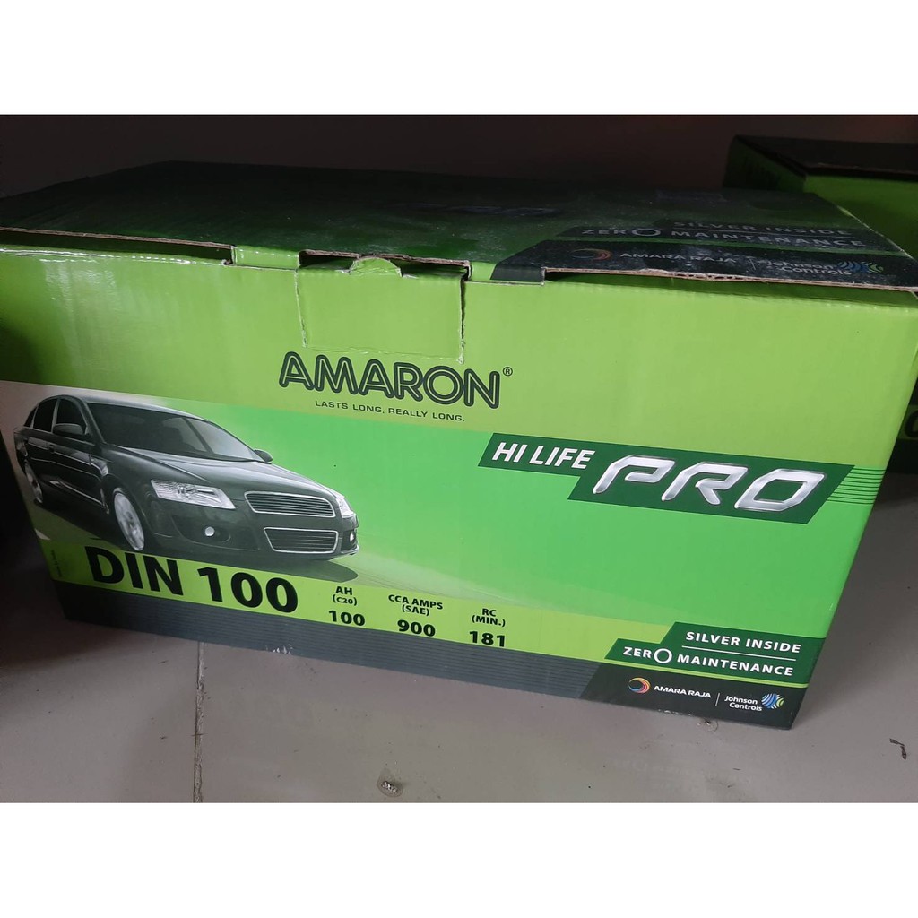 Amaron DIN100 SMF แบตเตอรี่รถยนต์ 12V 100Ah สำหรับรถยุโรป