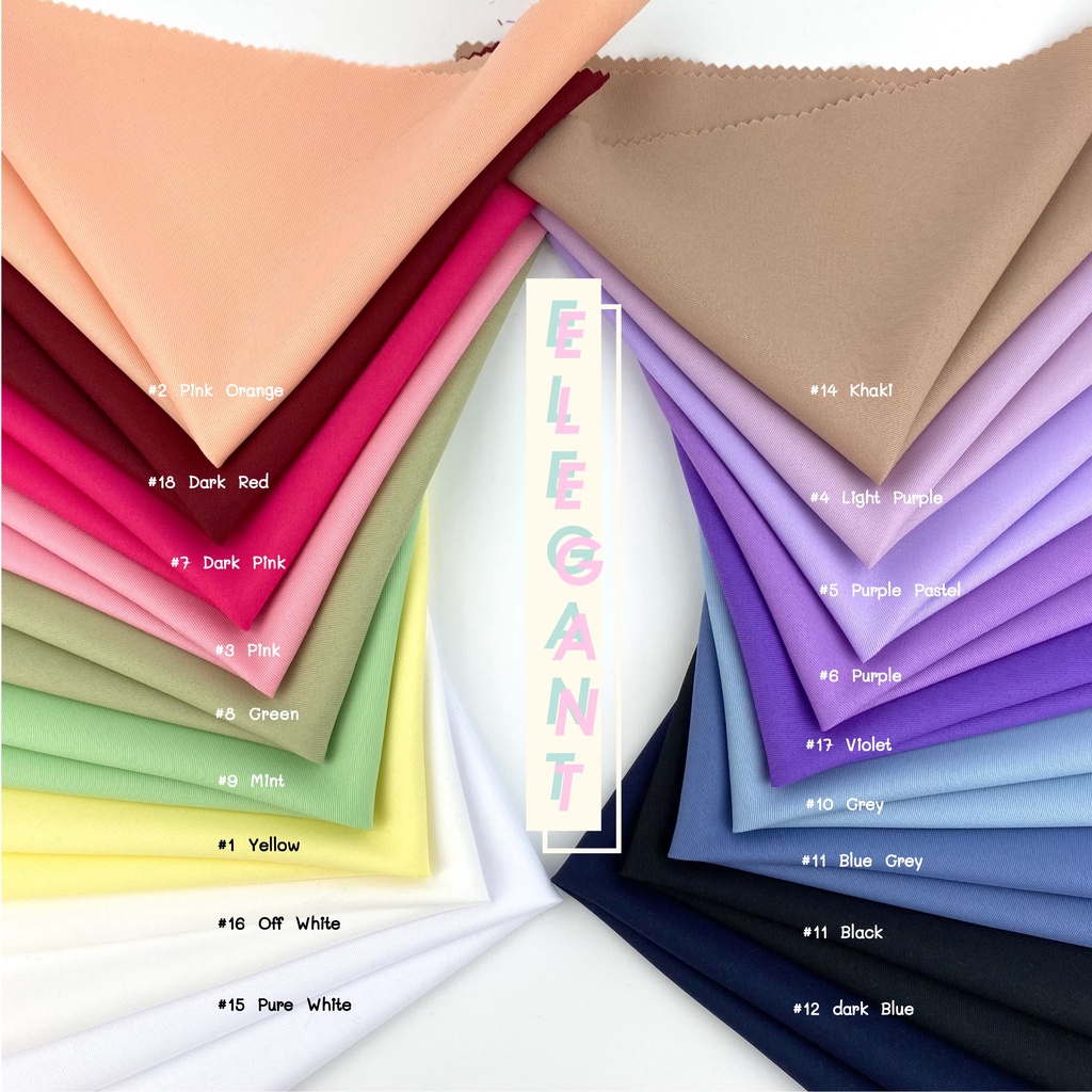 ผ้าเอลิแกนท์ Elegant ผ้าทอลายสองหรือทวิล ไม่ยืด ไม่ย้วย อยู่ทรง  ใส่สบาย สีพาสเทล ขนาด 1 หลา