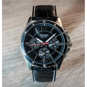 นาฬิกา CASIO รุ่น MTP-1374L-1A นาฬิกาข้อมือสำหรับผู้ชาย สายหนังสีดำ หน้าปัดดำ - ของแท้ 100% รับประกันสินค้า1ปีเต็ม