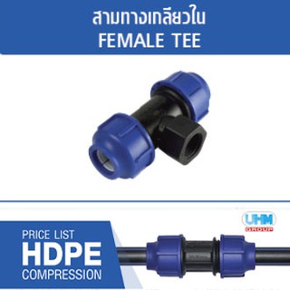 สามทางเกลียวใน HDPE แบบสวมอัด ไซส์ (20mm./25mm./32mm./40mm./50mm.) ตราทนดี (Ton-d)