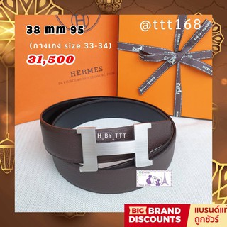 H ermes BELT 38MM 💕CHOC TOGO /BLACK💕 SIZE 95 มาพร้อม หัว CONSTANCE BUCKLE สีเงิน  ของแท้