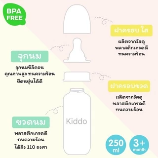 kiddo ใหม่ ** ขวดนมคอแคบ 5ออน แพค4ขวด แบบใส ต้ม/ลวก/นึ่ง ได้110องศา พร้อมส่ง