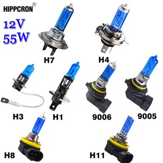 หลอดไฟฮาโลเจนรถยนต์ H1 H3 H4 H7 H8 H11 9005 9006 12V 55W 60W 6000K (1 ชิ้น)