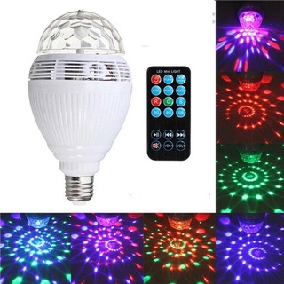 หลอดไฟบลูทูธ RGB ขั้ว E27 หลอดไฟปาตี้ หลอดไฟดิสโก้ ไฟหมุนอัตโนมัติ LED MUSIC BULB