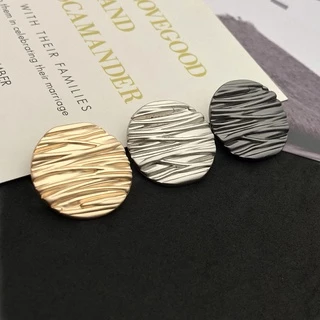 กระดุมโลหะ ลายทาง สีดํา สําหรับตกแต่งเสื้อผ้า DIY จํานวน 10 ชิ้น ต่อล็อต