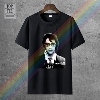 เสื้อยืดผ้าฝ้าย เสื้อยืดผ้าฝ้าย 100% พิมพ์ลาย Eis Presley Mug Shot The King Rock N Roll Dtg1 LHZY