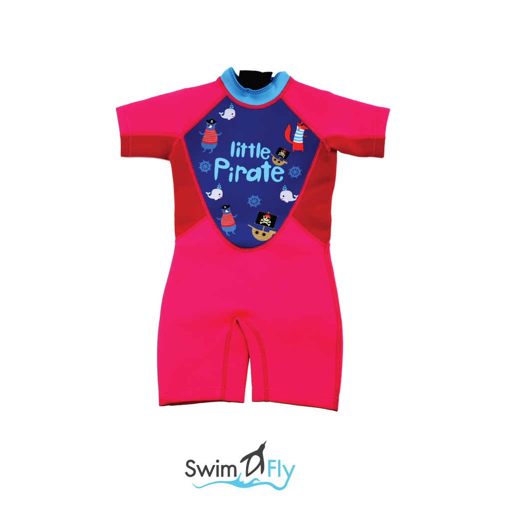 ชุดว่ายน้ำกันหนาว, ชุดว่ายน้ำรักษาอุณหภูมิ Wetsuits Little Pirate (Pink) SwimFly   ลายโจรสลัด (Imagi