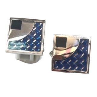 คัฟลิงค์ Cufflink กระดุมข้อมือ ลายราศีพิจิกสีนำ้เงินตรงกลางเป็นมุกงานสแตนเลสเกรดส่งออกคุณภาพพรีเมียม