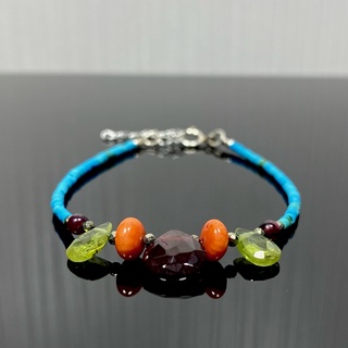 สร้อยข้อมือหินเจียรไนแท้ทั้งเส้น (Turquoise and mixed stone Bracelet)  #12