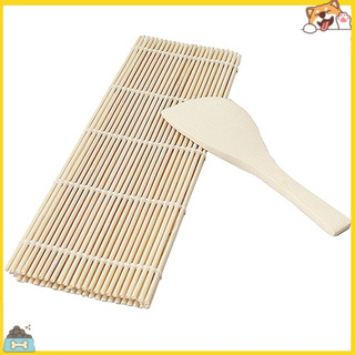 Spbs_home ลูกกลิ้งไม้ไผ่ สําหรับทําซูชิ DIY พร้อมไม้พายข้าว