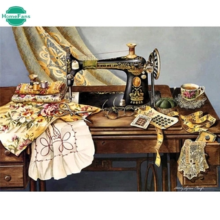 Full Drill Diamond Painting 5D Cartoon DIY Diamond Embroidery Sewing Machine Home Decoration 40x30cm