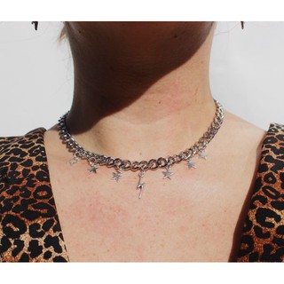 XUYU Punk Cuban Chain Lightning stars Pentagram Metal Necklace Link  Clavicle Necklace Hip Hop fashion Choker jwerlry gift