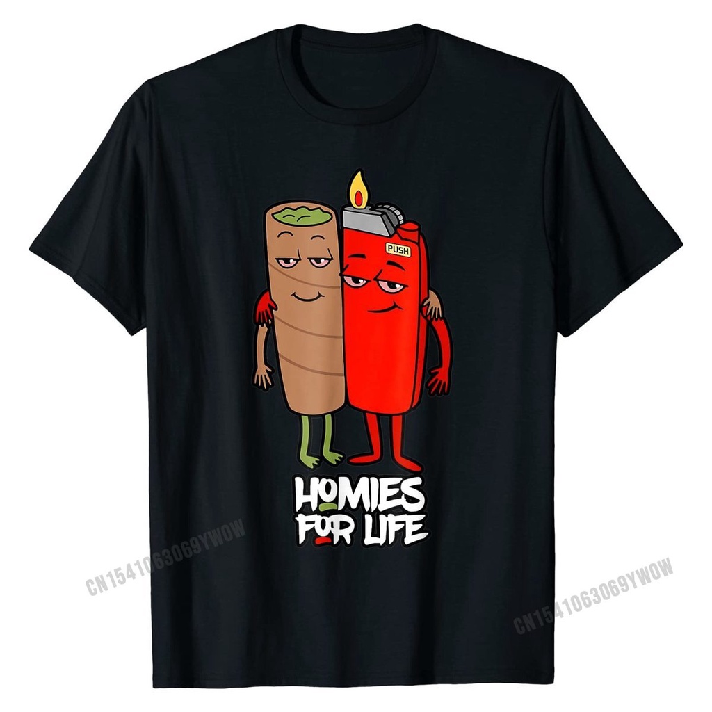 เสื้อขาว - ตลก Homies สําหรับชีวิตวัชพืชเสื้อยืดเสื้อเสื้อที่มีคุณภาพสูงการออกแบบผ้าฝ้ายผู้ชายเสื้อ