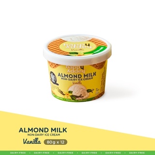 Happy Addey Vanilla Ice Cream Vegan 80g x 12 cups ( แฮปปี้แอดดี้ ไอศครีมวานิลลา สูตรเจ ทำจากนมอัลมอนด์แท้ ปราศจากนมวัว )