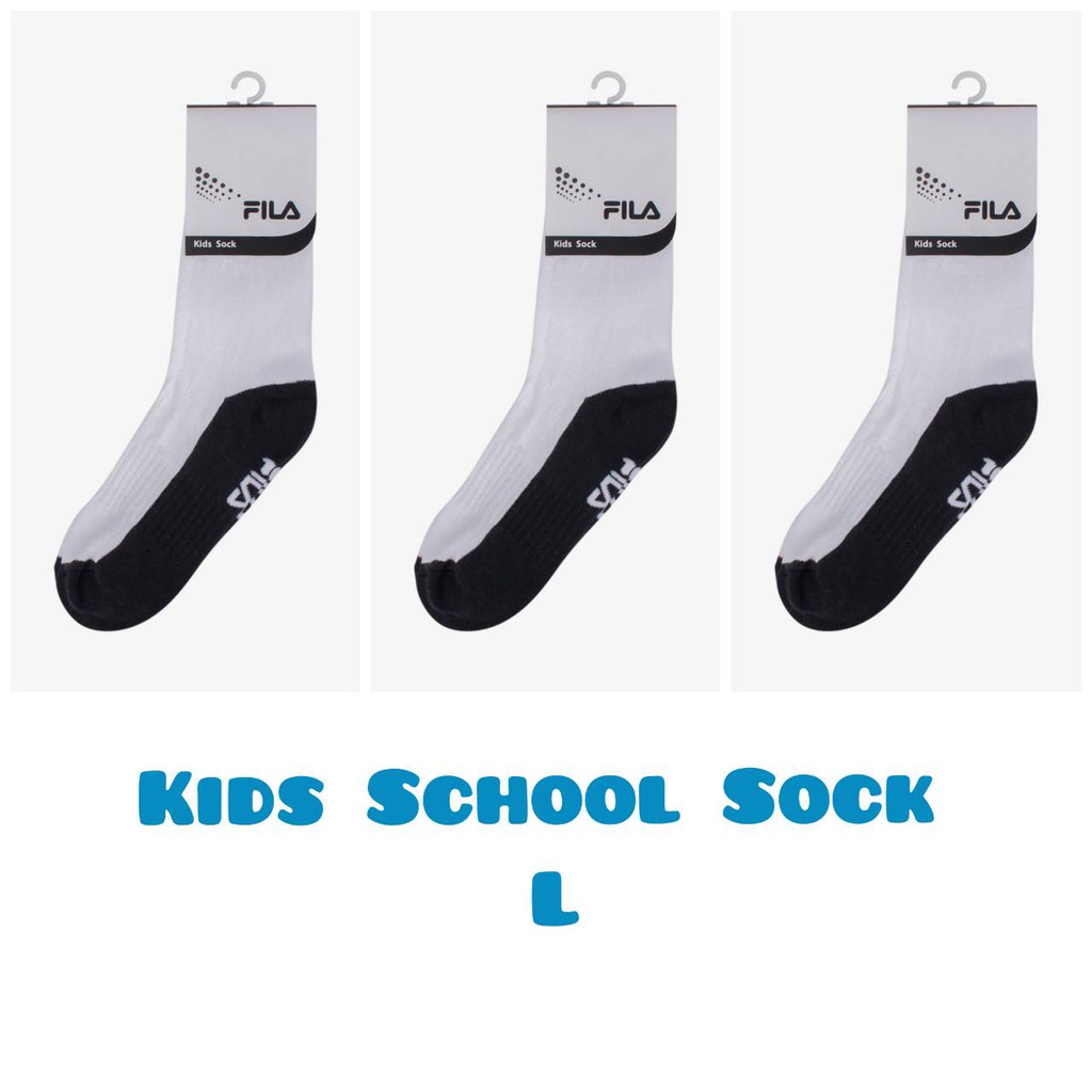 ถุงเท้ารุ่นข้อยาวพื้นดำ FILA School sock L : ทรง regular