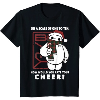 เสื้อยืดผ้าฝ้ายพรีเมี่ยม เสื้อยืด พิมพ์ลาย Disney Big Hero Baymax How Will You Rate Your Cheer สําหรับผู้ชาย