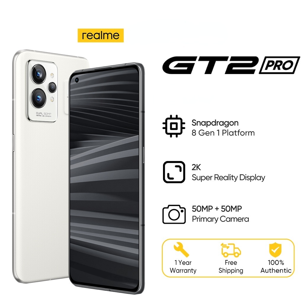 สมาร์ทโฟน Realme GT 2 PRO Snapdragon 8 Gen 1 LTPO 2.0 2K AMOLED หน้าจอแบน 360° เวอร์ชั่น NFC Cn