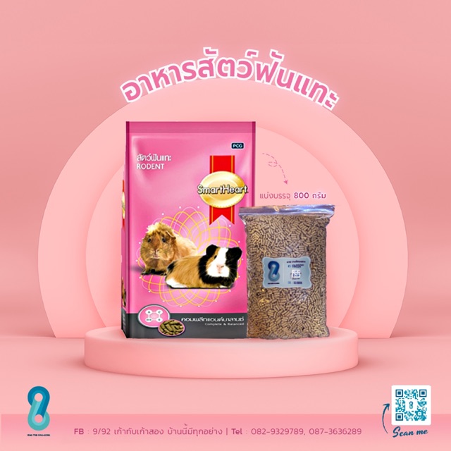 อาหาร800กรัม(แบ่งบรรจุ)Smartheart (หนู/กระต่าย)สัตว์ฟันแทะ Rodent