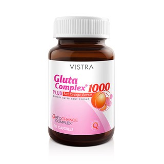 Vistra Gluta Complex 1000 Plus Red Orange Extract 30 เม็ด วิสทร้า กลูต้า 1000 mg. บำรุงขาว ใส