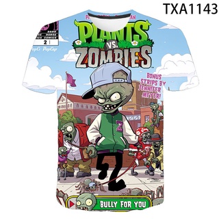 ใหม่ พืชเทียบกับ เสื้อยืดแขนสั้น คอกลม พิมพ์ลายการ์ตูนอนิเมะ Zombies 3 มิติ สไตล์ฮาราจูกุ แฟชั่นฤดูร้อน สําหรับผู้ชาย และผู้หญิง