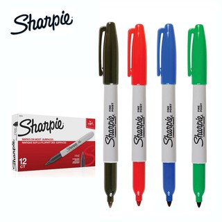 Sharpie Marker ปากกาเคมี ปากกา Permanent ชาร์ปี้ Fine 1.0mm (กล่องละ 12 ด้าม)