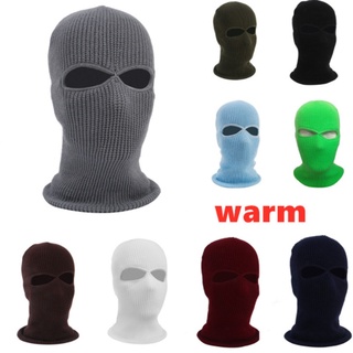 Men Women Warm 2 Holes Full Face Cover Hood Knitted Balaclava Face Mask Winter Ski Mask