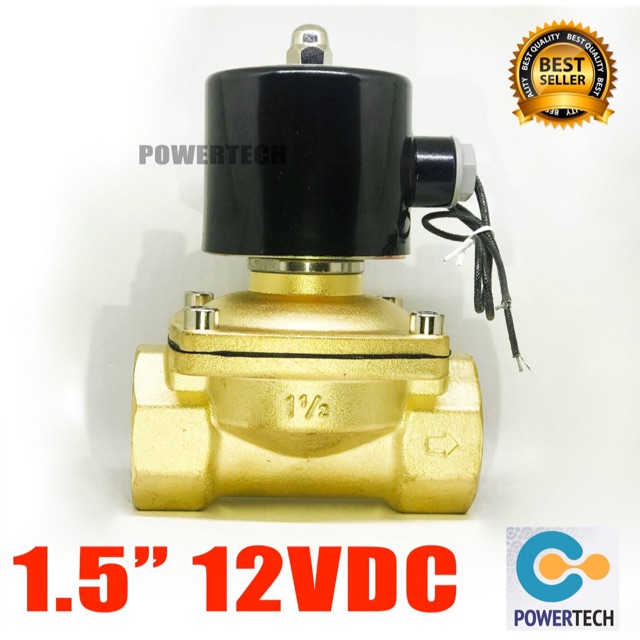 โซลินอยด์ วาล์ว ทองเหลือง 1.5 นิ้ว แบบปกติปิด จ่ายไฟเปิด 12VDC