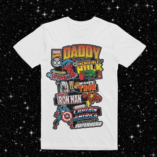 เสื้อยืดผ้าฝ้ายพิมพ์ลายขายดี เสื้อยืดแขนสั้นลําลอง พิมพ์ลาย Avengers Fathers Day Daddy Marvel Gift Idea Thor Ironman Hul