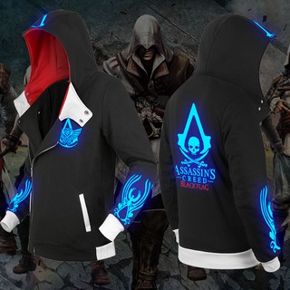 🤴เสื้อแจ็คเก็ตแบบมีฮู้ดซิปเฉียง ASSASSIN CREED REVELATION (เรืองแสง)⚔