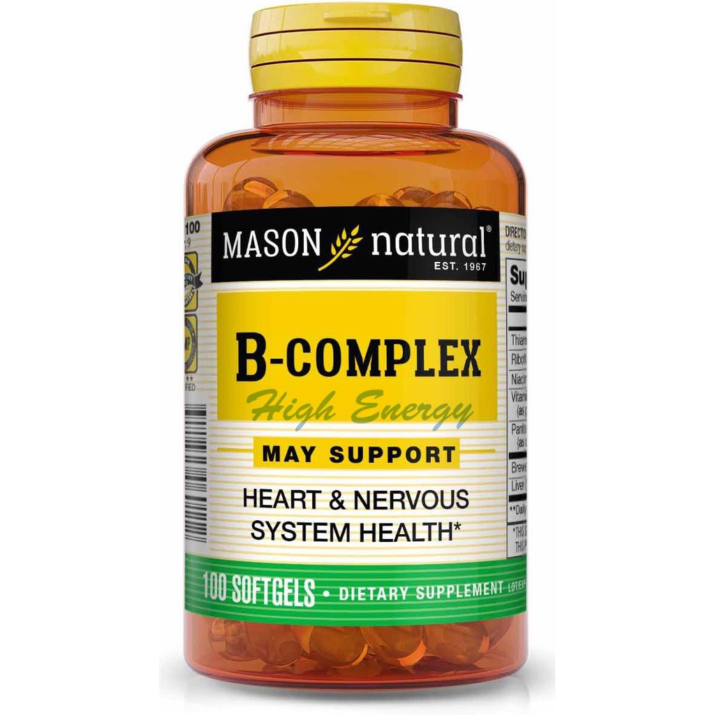 Mason Natural, B-COMPLEX, 100 Softgels - High_energy - ThaiPick