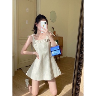 T.A.🍍พร้อมส่ง🍍กระโปรงสายเดี่ยวผูกโบว์ อกระบาย เนื้อผ้าดี สวยน่ารักสไตร์เกาหลี 705#