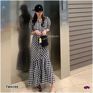 #9399 MaxiDress ลายสก็อต