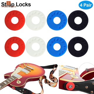 LV△ 8 Pcs/Set Guitar Straps Blocks Lock Silicone Bass Musical Instruments Electric Guitars Parts &amp; A