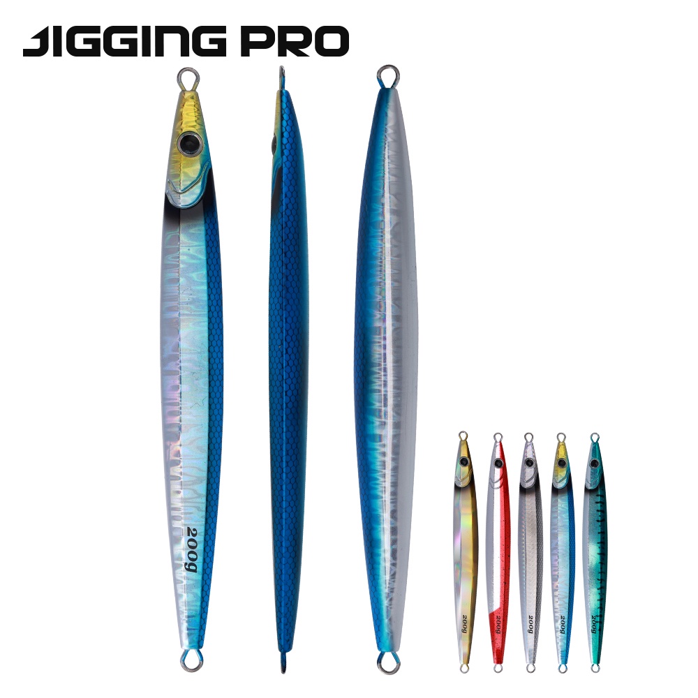 Jiggingpro น้ําเค็ม Lance Jigging Lure โลหะ Jigs 100g 130g 160g 200g Luminous Fishing Jigs สําหรับปลาทูน่าตกปลา Lure