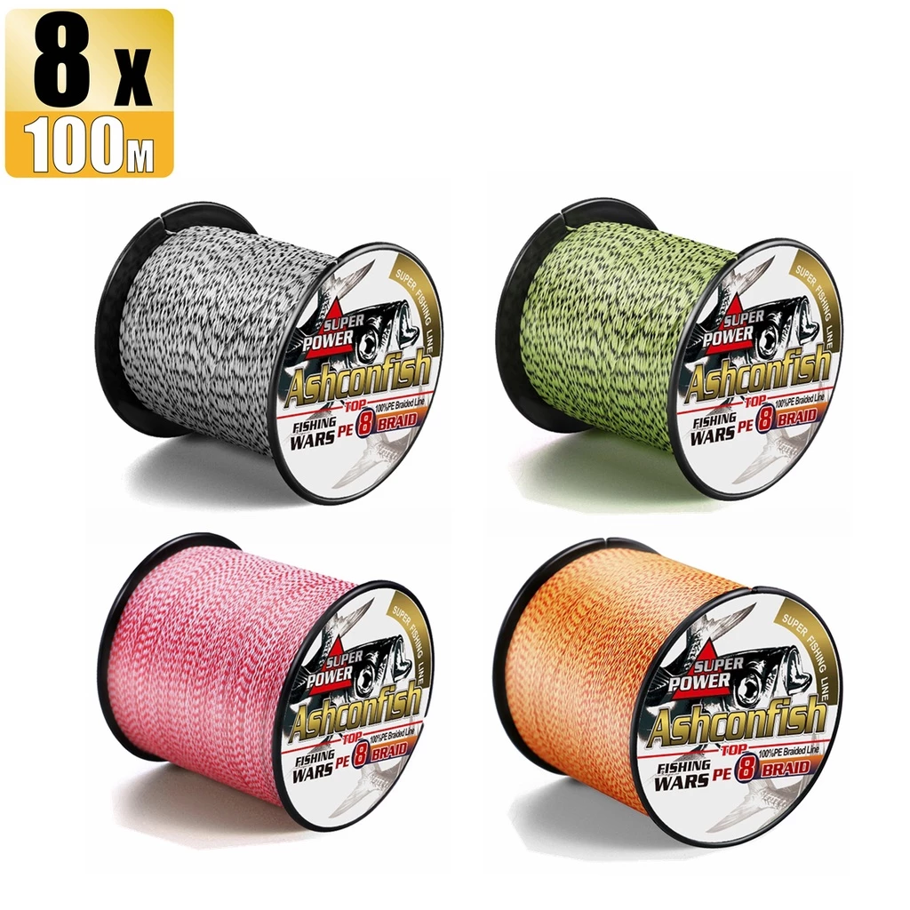 Ashconfish 100 เมตร ถัก8 เส้นจุด สายตกปลาถัก Dyneema สาย PE สายที่มองไม่เห็น