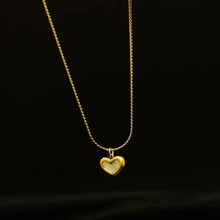 Vnox Ins Shell Heart Pendant Necklace,18K Gold Tone Adjustable Chain Link for Women Girls