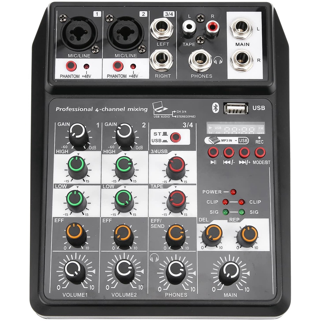 Mini Audio Mixer Usb Compact Audio Mixer Dsp Mixer 4 Channel With Sound