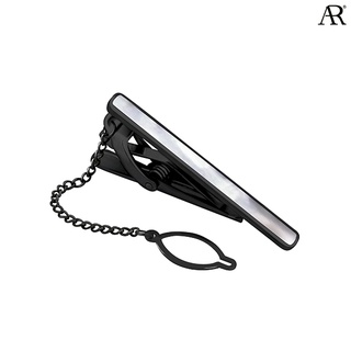 ANGELINO RUFOLO Tie Clip ดีไซน์ Black Pearl เข็มหนีบเนคไทโรเดียมคุณภาพเยี่ยม สีดำ