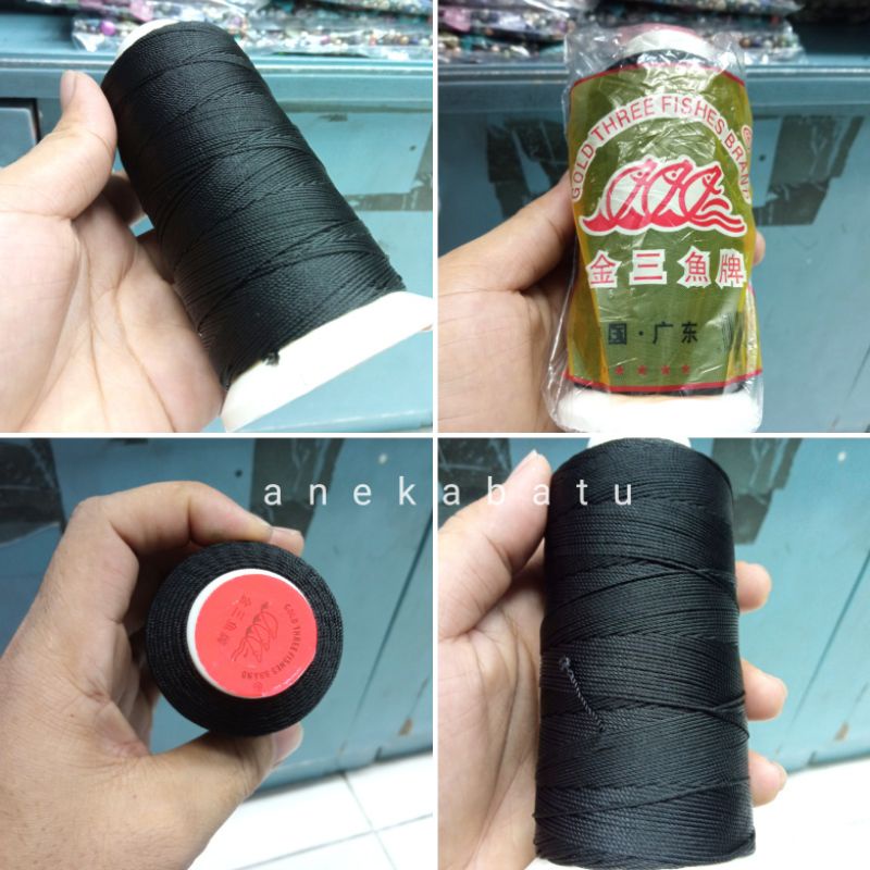 NYILON THREAD ROPE สําหรับ TASBIH, สร้อยคอ, BRACELET, ETC สีดํา ขนาด 1.0 ซม. เกรด A