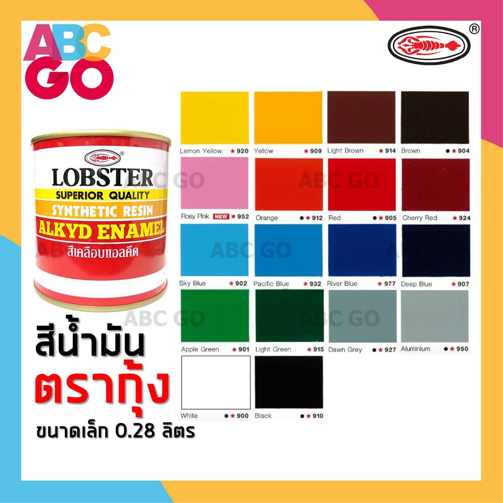 สีน้ำมัน สีตรากุ้ง สีทาไม้ สีทาเหล็ก สีทาบ้าน สีล็อบสเตอร์ สีแห้งช้า ขนาด 0.28 ลิตร - Lobster Alkyd 