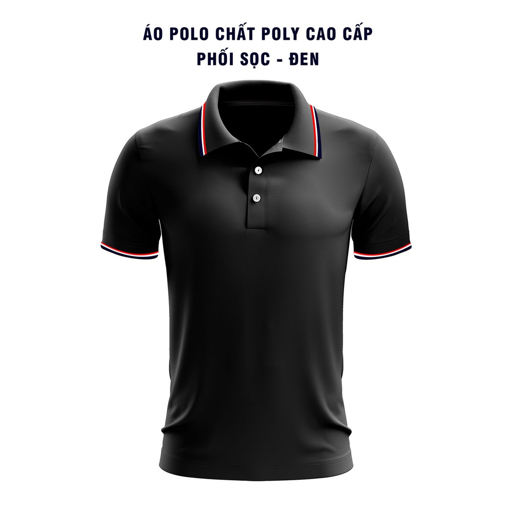 STRIPED POLY POLO SHIRT - สีดํา BT3
