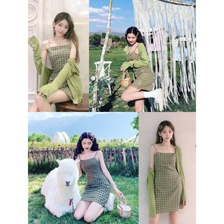 ชุดเดรสสก๊อต สก๊อตสีเขียว ชุดนำเข้า