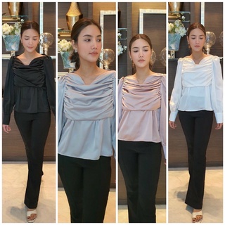 Drape satin blouse เสื้อแขนยาวผ้า Satin